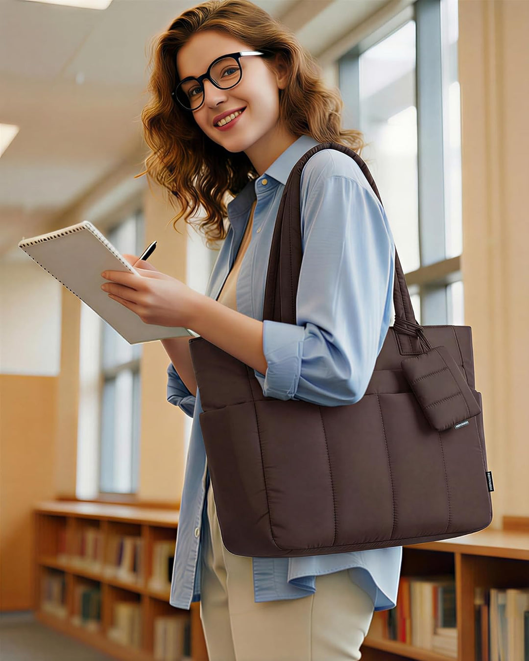 LOVEVOOK Shopper Tasche Damen Handtasche Gross, Leicht Arbeitstasche Puffer Tote Bag mit Vielen Fäch
