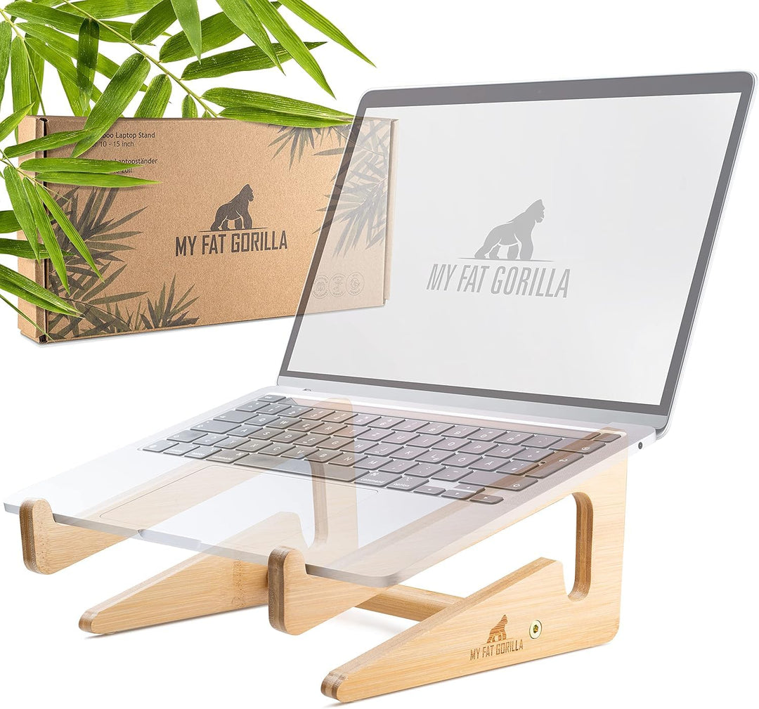 MY FAT GORILLA Laptop Ständer aus Bambus, Notebook Ständer für 10-15 Zoll, MacBook Stand, Laptop Hal