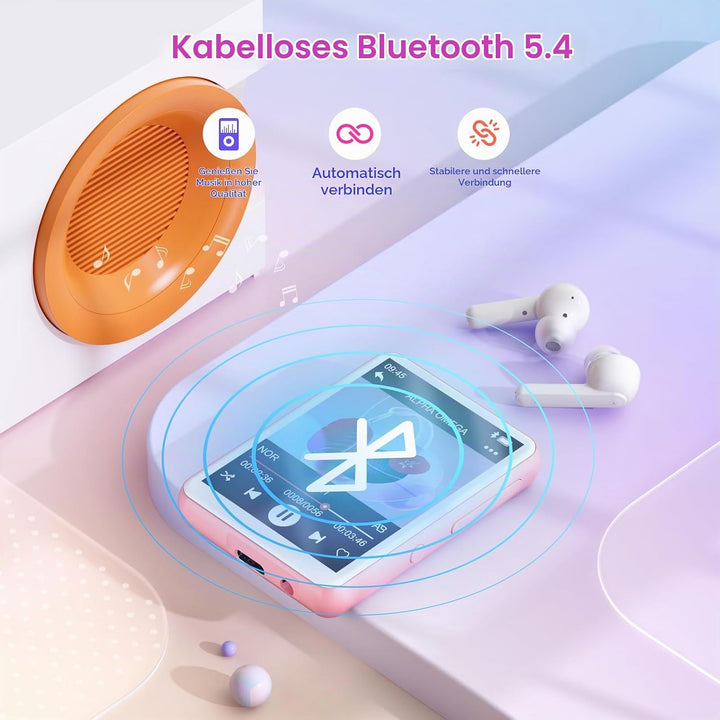 128GB MP3-Player Bluetooth 5.4, Oilsky 2,4 Zoll Full Touchscreen MP3, Tragbarer Musik Player mit Lau