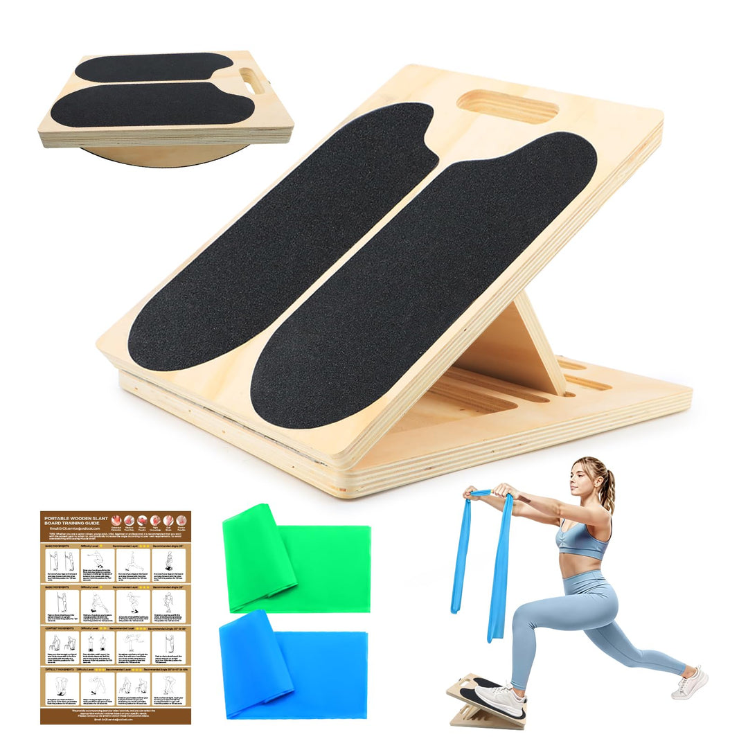 2-in-1 Balance Board & Schrägbrett – Holz Wadendehner Stretch Board für Calf Stretching, Mobilitätst