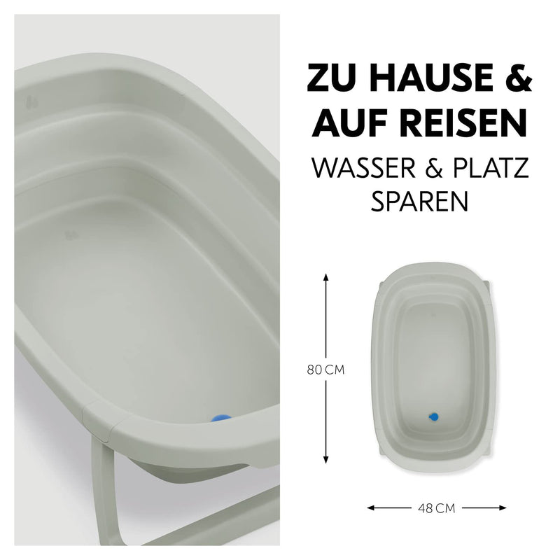 Hauck Babybadewanne Wash N Fold M, Babywanne Faltbar für Neugeborene bis 16 kg, Ablaufstöpsel mit Fa