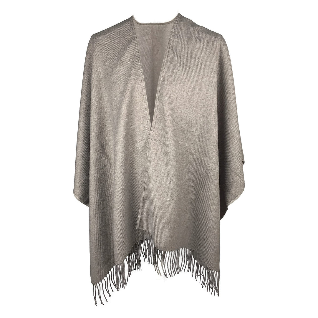 Toutacoo, Grosser Poncho mit Fransen - Damen - 08-maulwurf, 08-maulwurf