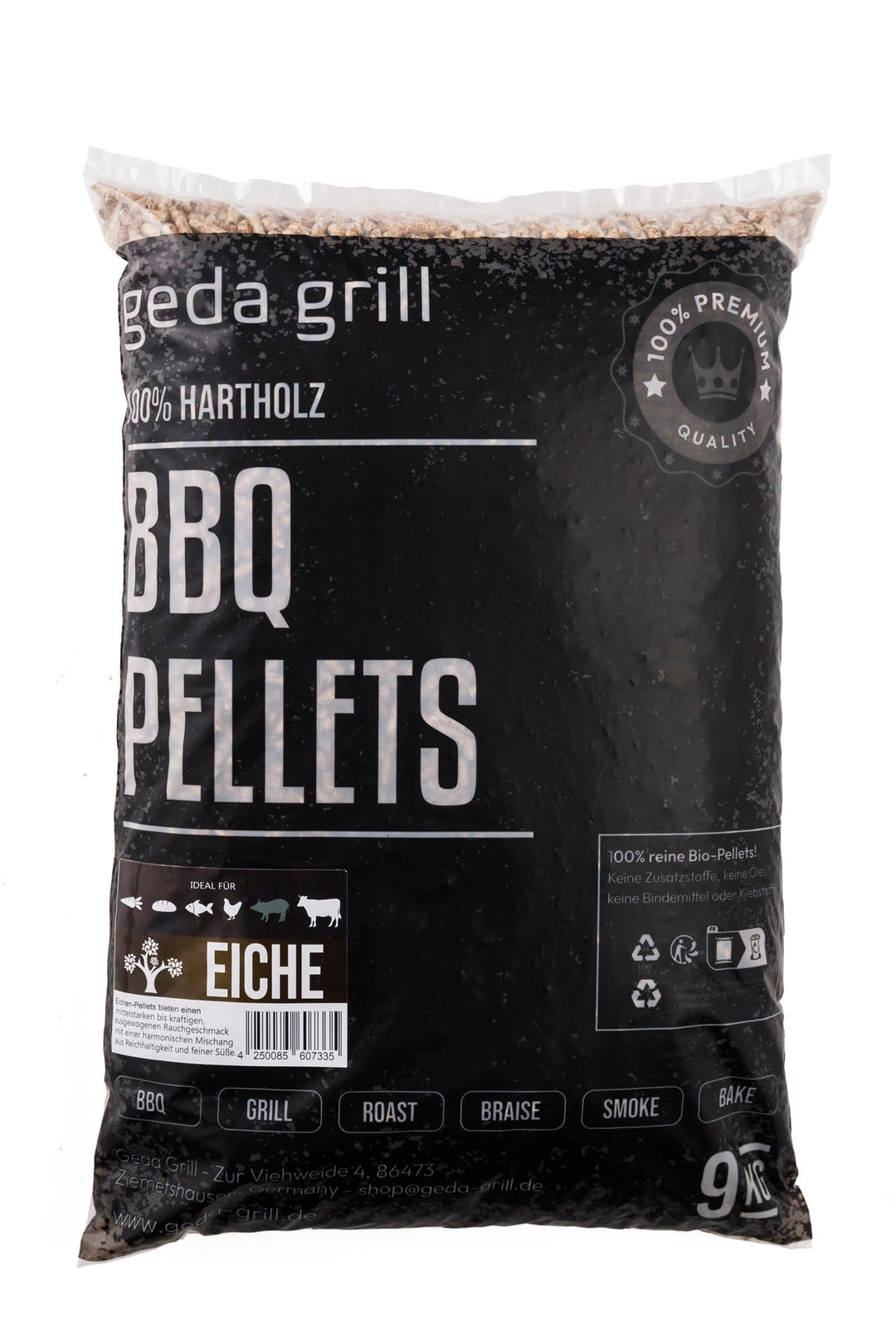 GEDA Grill 100% Hartholz Pellets, Grillpellets BBQ Pellets für Pelletsmoker, Pizzaofen, Räucherofen