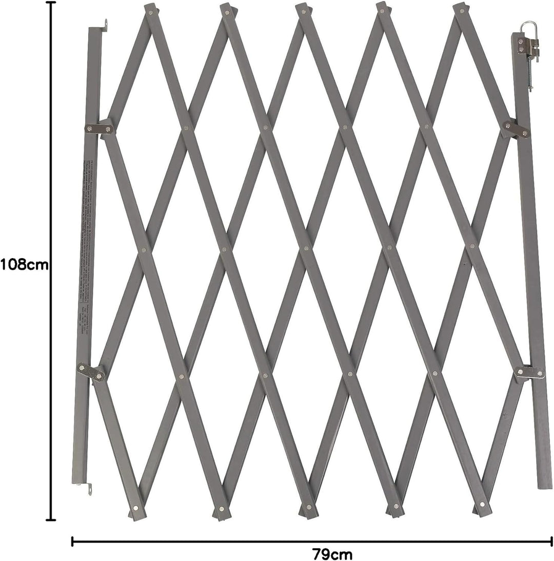 Bettacare Erweiterbares Haustiergitter, 60 cm - 108 cm, Grau, Holz, Einziehbares Hundeschutzgitter,