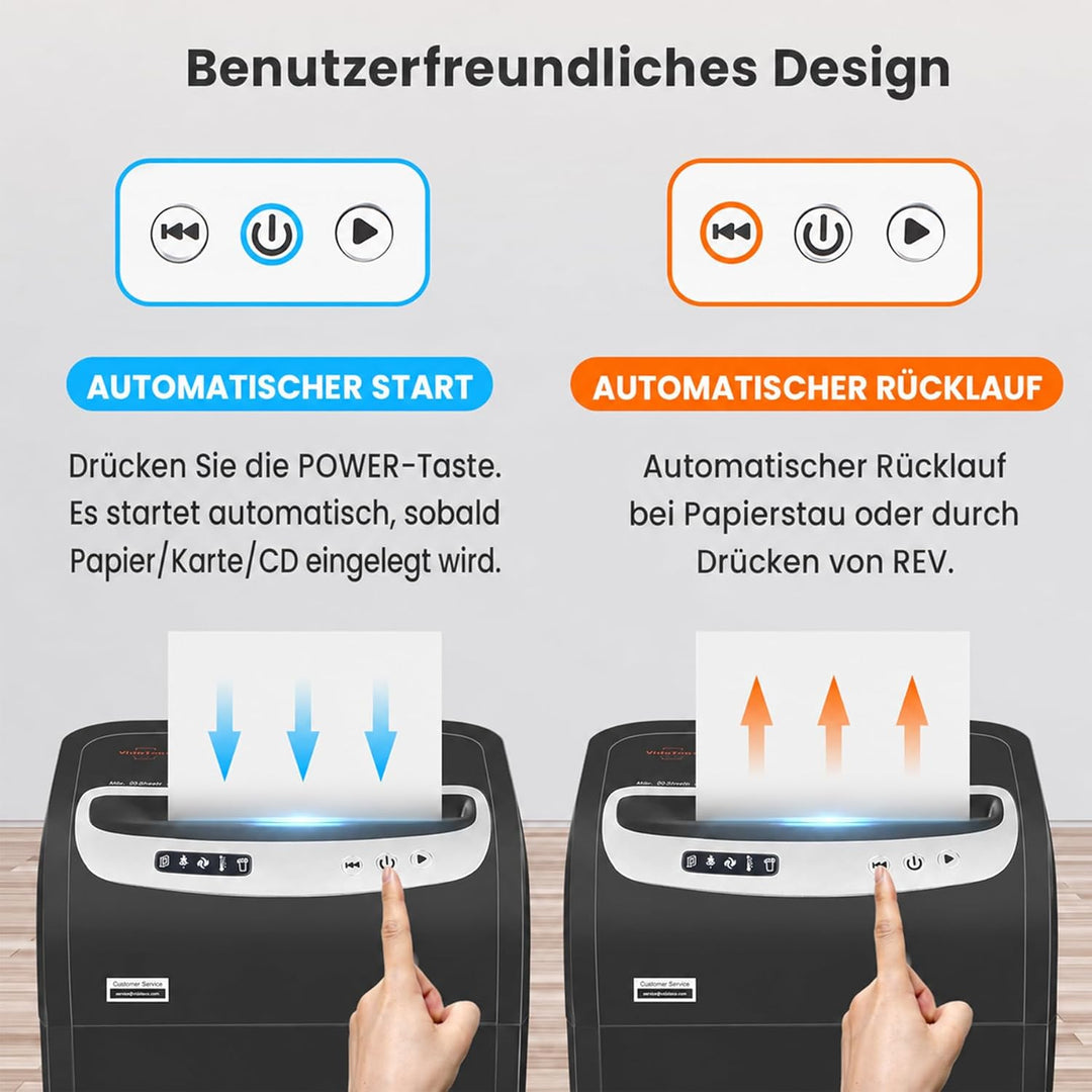 VidaTeco 20 Blatt P4 Reisswolf mit 60 Minuten Laufzeit Aktenvernichter,kreuzschnitt Papierschredder