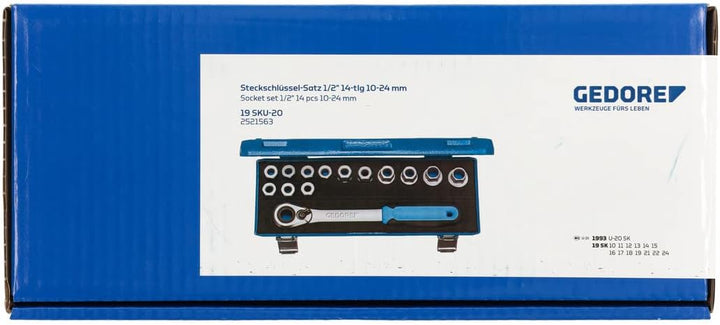 GEDORE 19 SKU-20 Steckschlüssel-Satz 12" 14-TLG 10-24 mm