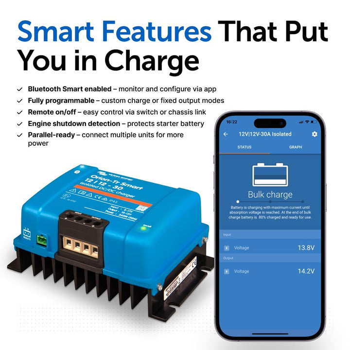 Victron Energy Orion-Tr Smart DC-DC Ladebooster (Bluetooth) - 12/12V, 30 Amp, 360-Watt - Batterie La