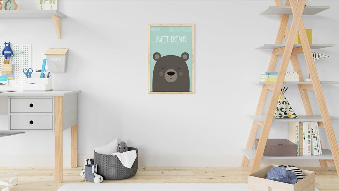 ALLboards Whiteboard Schreibtafel Memoboard Bild Teddybär „Sweet Dreams“, Pastellfarben, 60x40cm im