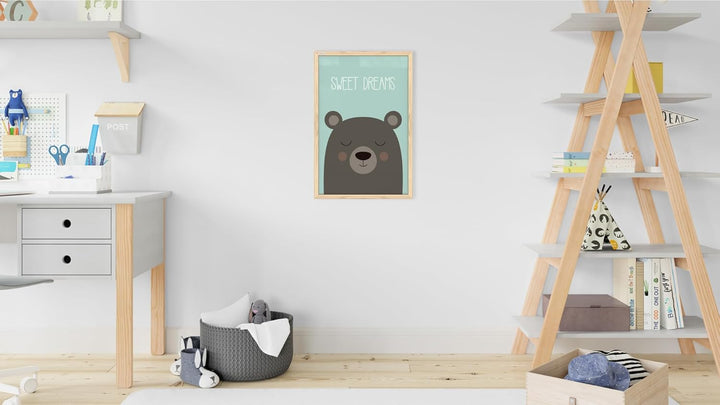 ALLboards Whiteboard Schreibtafel Memoboard Bild Teddybär „Sweet Dreams“, Pastellfarben, 60x40cm im