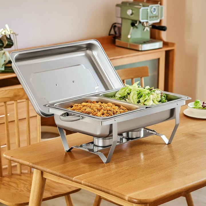 Wilprep Chafing Dish Edelstahl 9L 1/2+1/2 GN-Behälter Buffet-Set Warmhaltebehälter 6 Sets Speisenwär