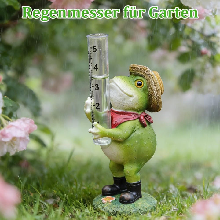 Regenmesser für Garten, Regenmesser Frostsicher mit Glas Messbecher, Niederschlagsmesser, Frosch Gar