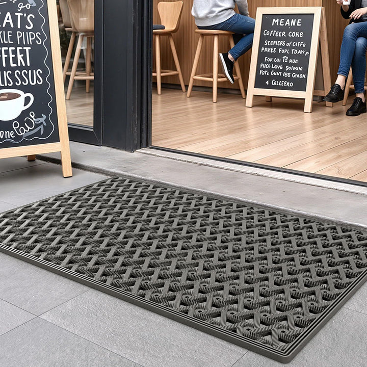 DEXI Fussmatte Aussen 81 x 122 cm, rutschfeste Schmutzfangmatte mit Drainagelöchern, Wasserdicht & W