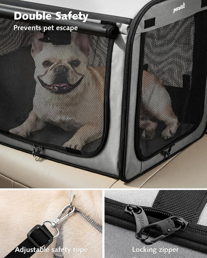 pecute Hundetransportbox Stabil Hundebox Auto Faltbar Transportbox Hund 61 x 52 x 45 cm, Leicht Katz