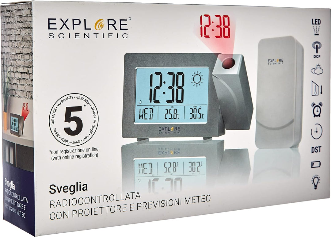 EXPLORE SCIENTIFIC Wettervorhersage RPW3008 Dual Snooze Alarm Silber Silber / Schwarz, Silber / Schw