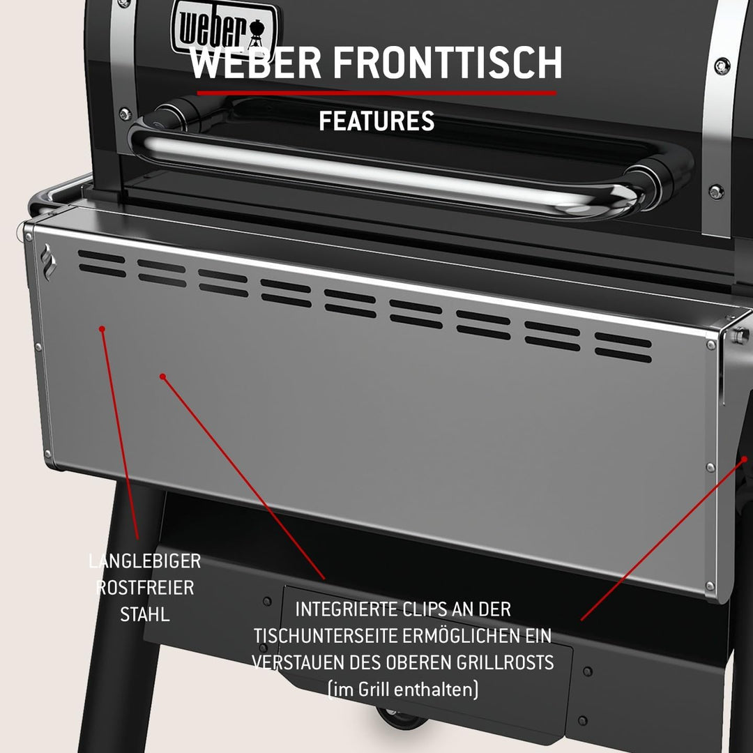 Weber SmokeFire EX4 / EPX4 Fronttisch/abklappbar, zusätzliche Ablagefläche für Grillgut, einfache Mo