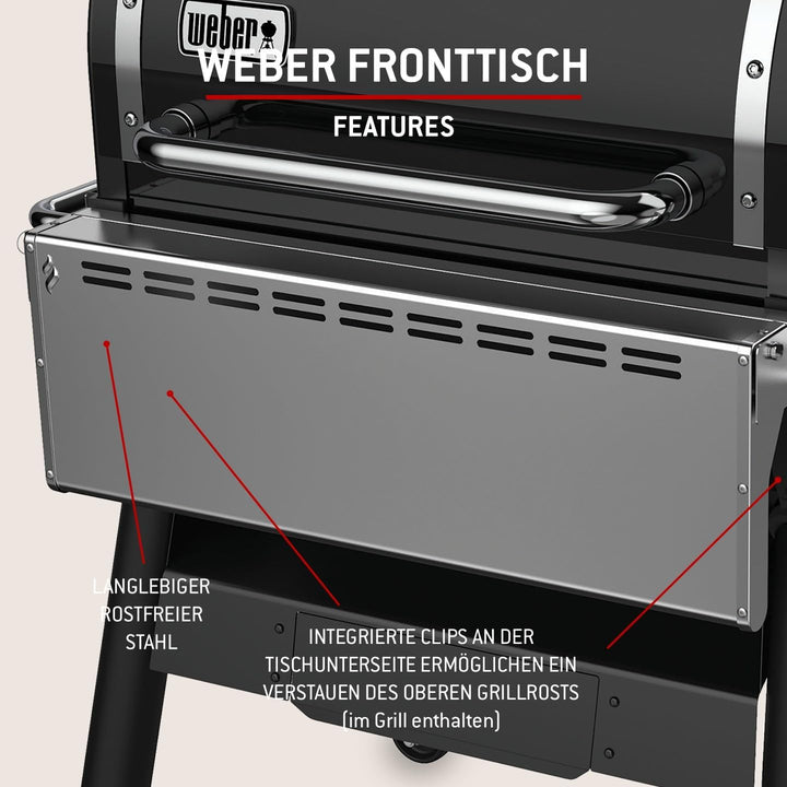 Weber SmokeFire EX4 / EPX4 Fronttisch/abklappbar, zusätzliche Ablagefläche für Grillgut, einfache Mo