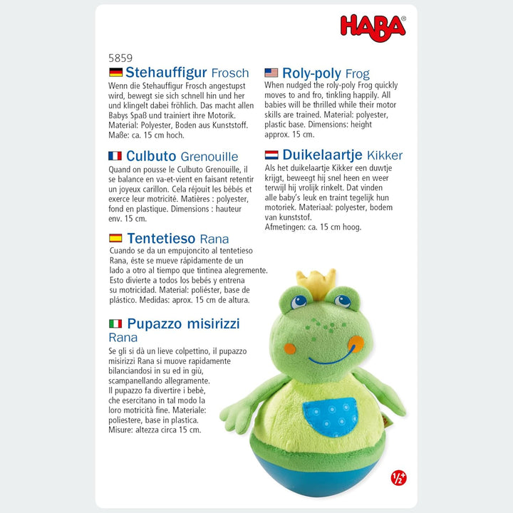HABA 5859 - Stehauffigur Frosch Baby- und Kleinkindspielzeug, ab 6 Monaten, Motorikspielzeug aus wei