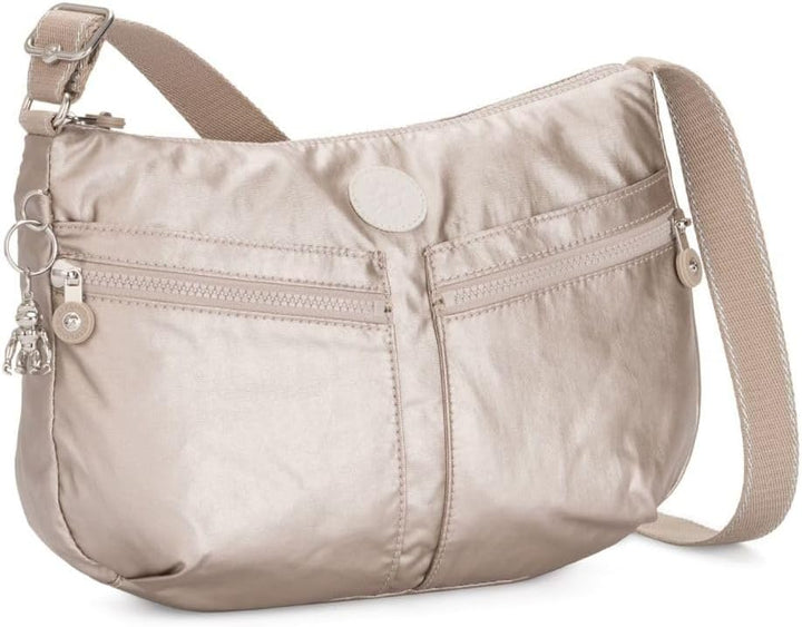 Kipling Damen Kipling Izellah Umh ngetasche mit zwei Fronttaschen, Silber (Metallic Glow), 33x23x12