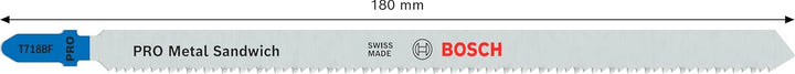 Bosch 5x PRO Metal Sandwich T718BF Stichsägeblatt (für Sandwich-Metall, Sandwich-Metall, Länge 180 m