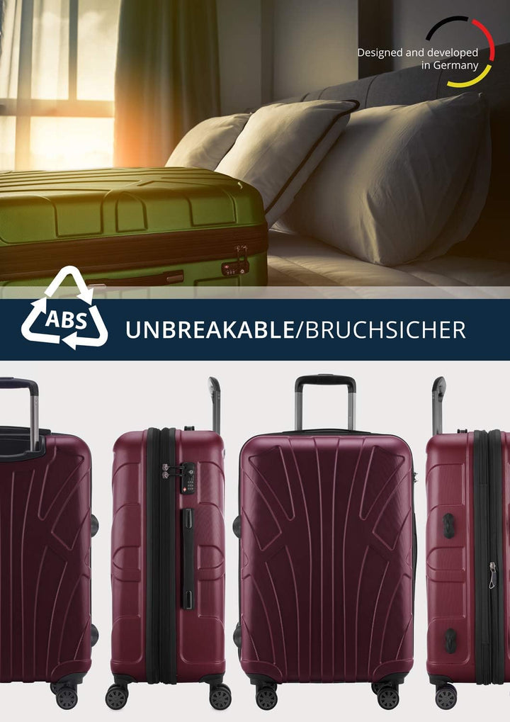 suitline - Hartschalen-Koffer Koffer Trolley Rollkoffer Reisekoffer, TSA, 66 cm, ca. 58 Liter, 100%