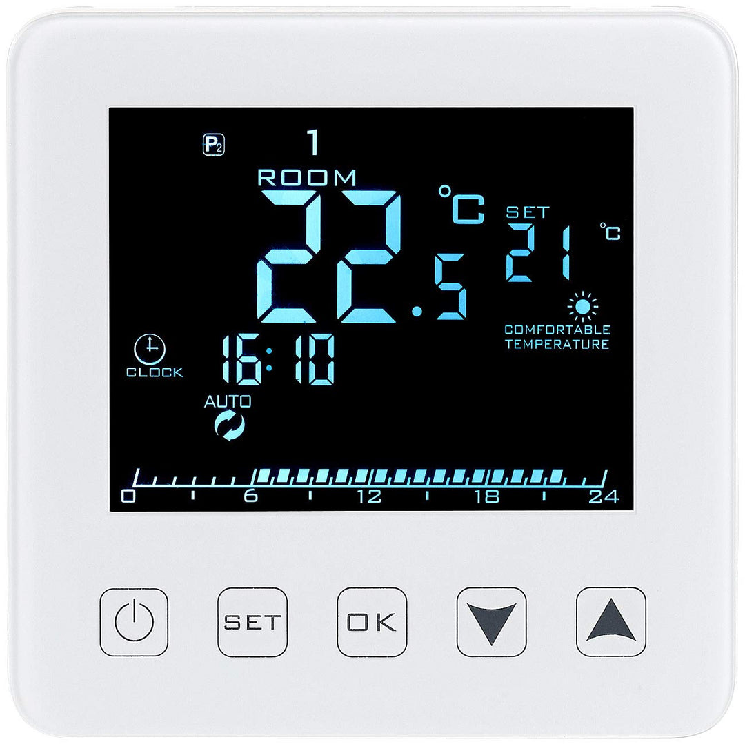 revolt Heizungsthermostat Wand: Wand-Thermostat für Fussbodenheizung, LCD, Touch-Tasten, programmier