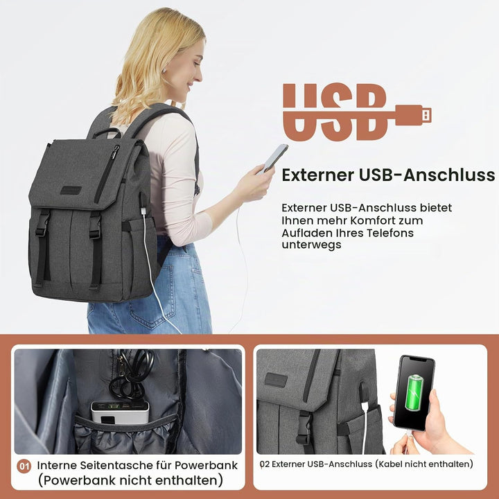 LOVEVOOK Rucksack Damen Herren 15.6 Zoll Laptop Schulrucksack Teenager Schulranzen Mädchen Jungen Ba