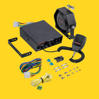 SoundAlert 12V 100W Polizeisirene PA-System [Slim Lautsprecher] [118-124dB] [Handmikrofon] [Freispre