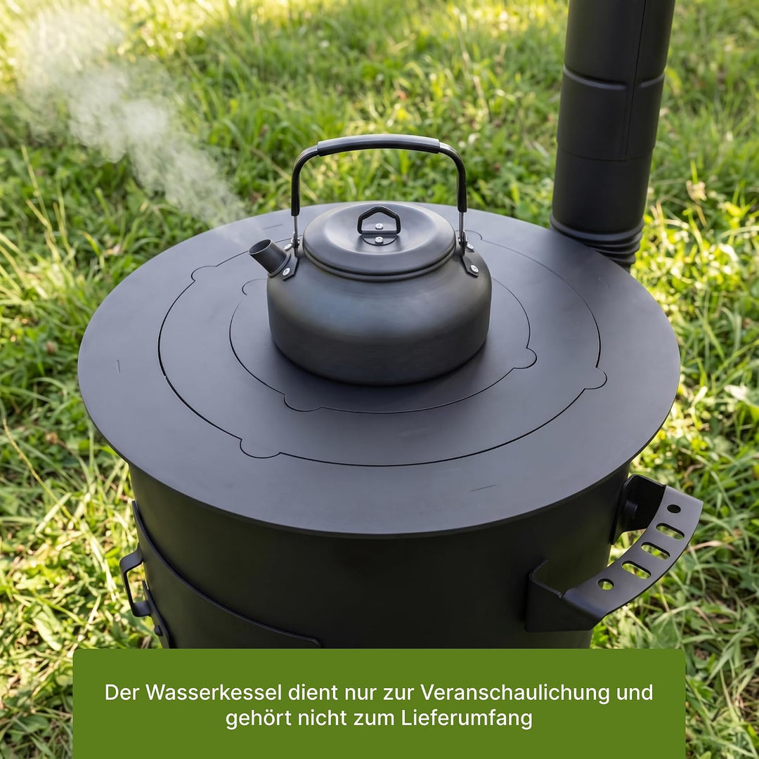 Ø36cm Uchag 2mm Stahl mit Abzugsrohr Utschak-Ofen Adapter-Ringe Utschag Feldküche Feuerstelle Campin