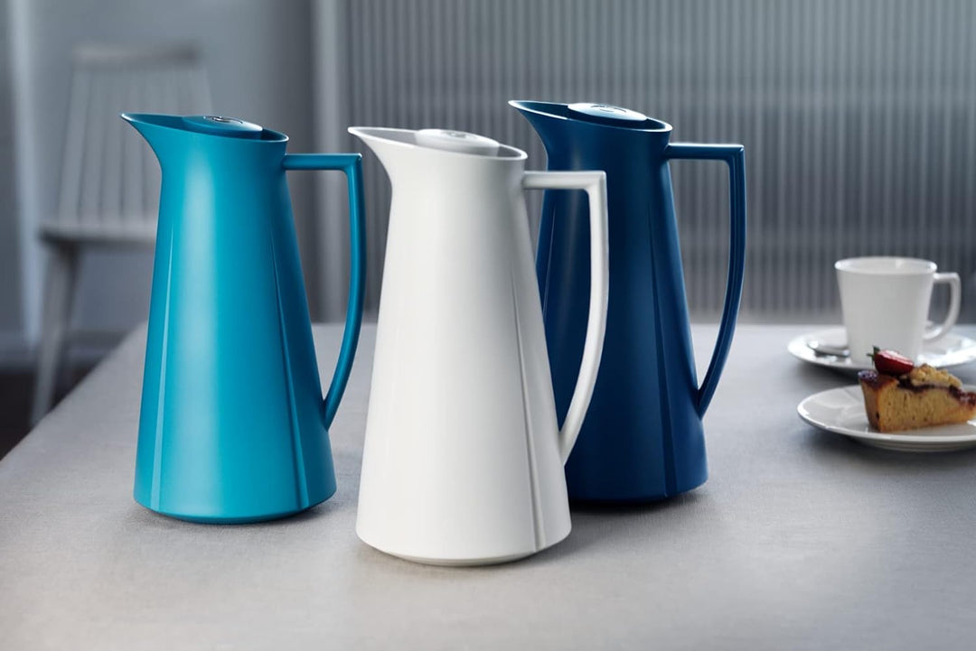 Rosendahl Isolierkanne 1,0 l Grand Cru klassisches Design Tastenfunktion, Weiss