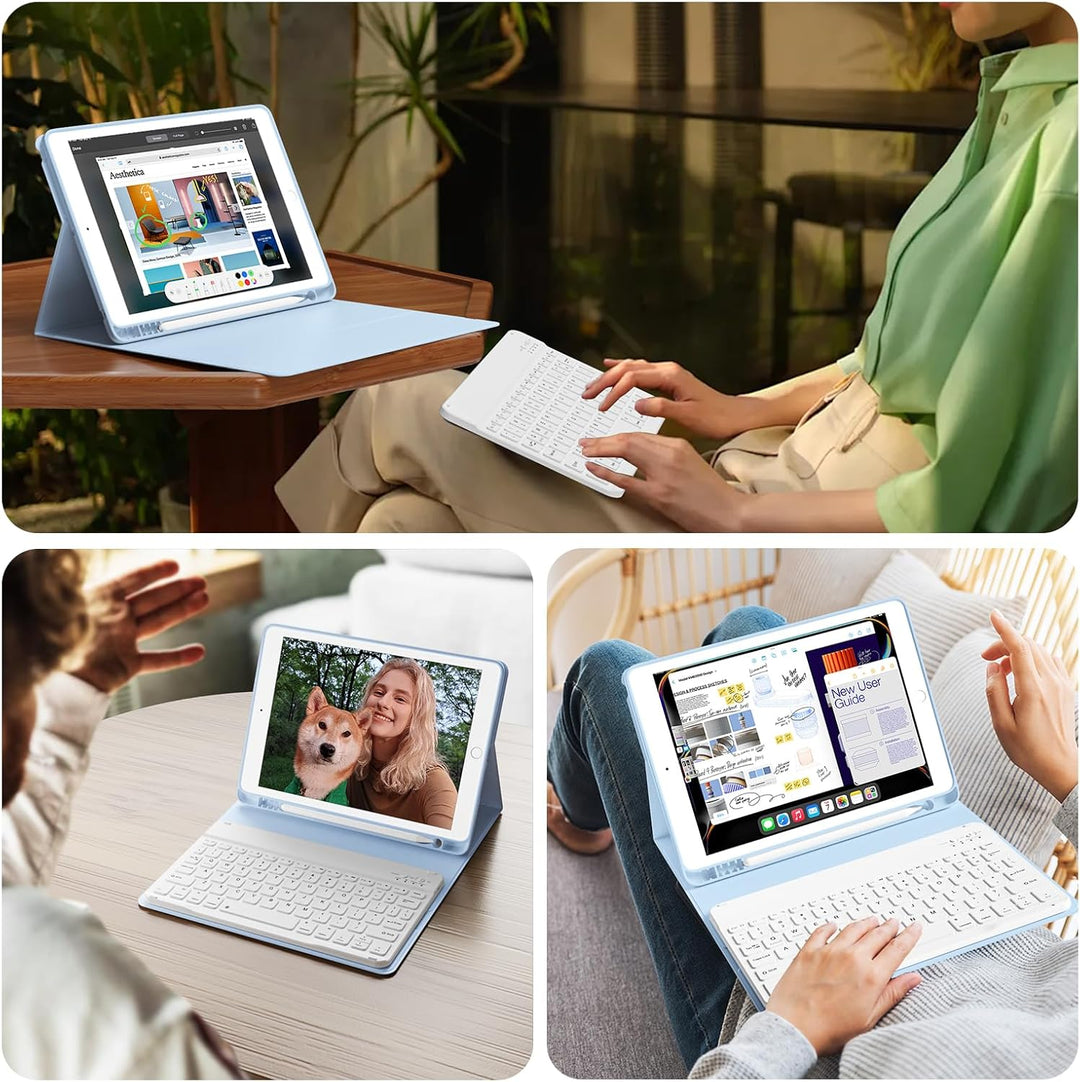 Tastatur Hülle für iPad 9. Generation / 8. Generation / 7.Generation 10,2 Zoll, Magnetisch Abnehmbar