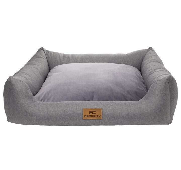 Ferocity Hundebett waschbares Hundesofa mit Rand und Wendekissen, Hundekissen aus Cordura und Samt,