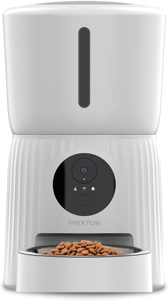 PRIXTON Automatischer Haustier-Futterspender FF100 mit WLAN, Full HD-Kamera, 1980 x 1080 P, 4 l Tank