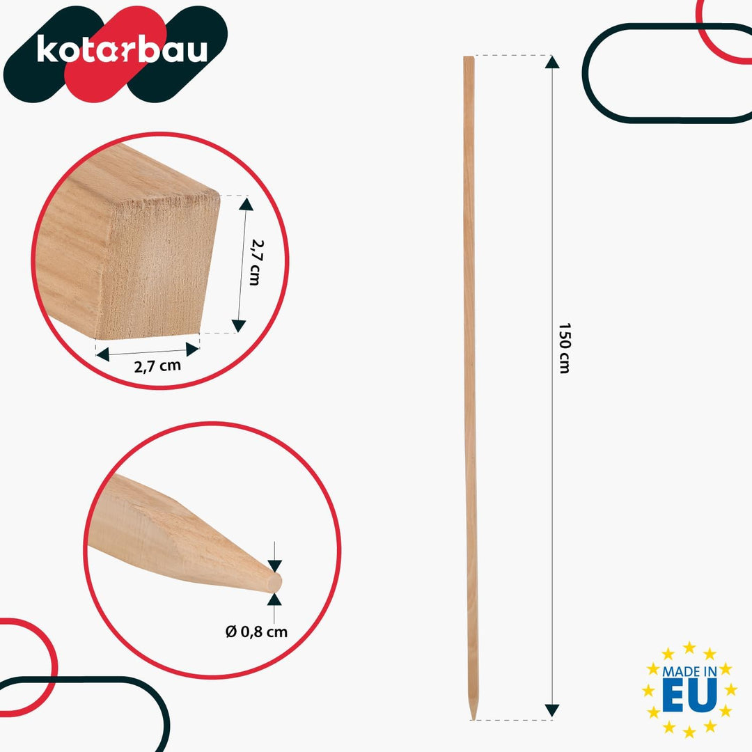 KOTARBAU® 20er Set Tomatenstäbe Pflanzstäbe 150 cm Zaunpfahl Holzpfosten Holzpflock angespitzt Pflan