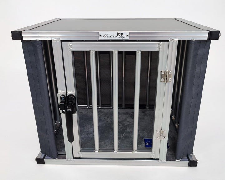 Callieway® ALU DOGBOX/Hundebox/ALU Hundkäfig für Büro und Daheim (nur vertikale Stäbe) (SMALL: 43(L)