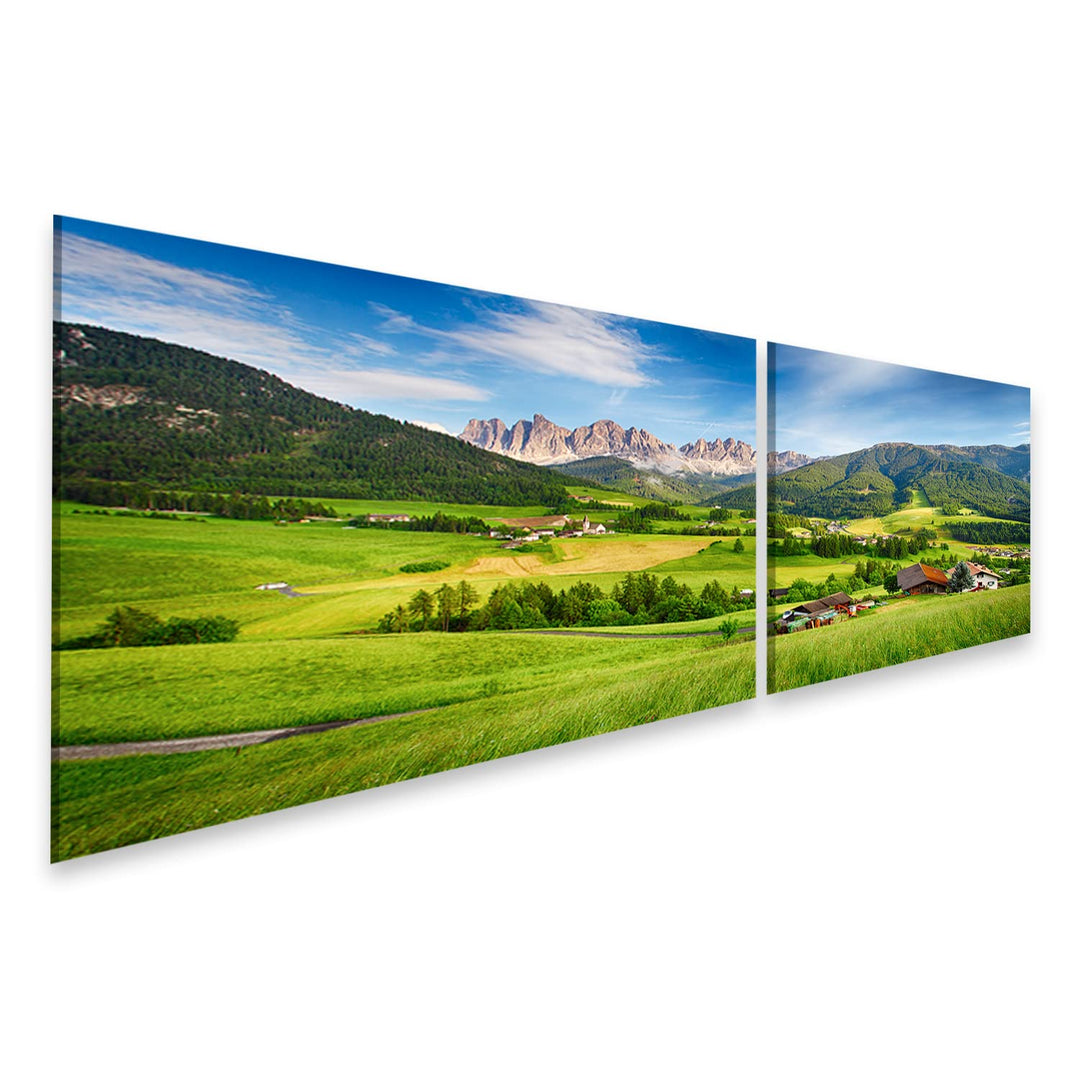 islandburner Bild auf Leinwand Dolomiten Berg Villnöss Bilder Wandbilder Poster Leinwand 160x40cm -