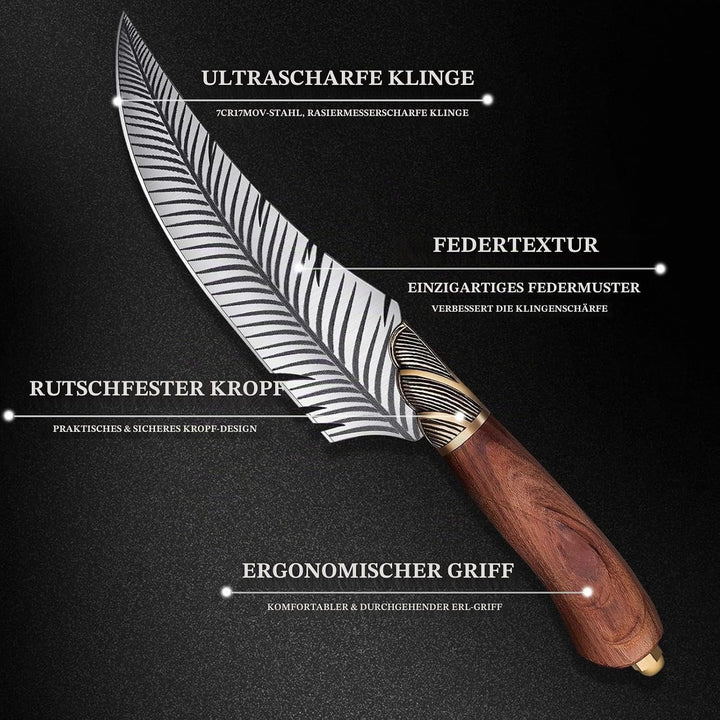 PURPLEBIRD Original Ausbeinmesser Wikinger Messer Handgeschmiedetes Japanisches Kochmesser mit Leder