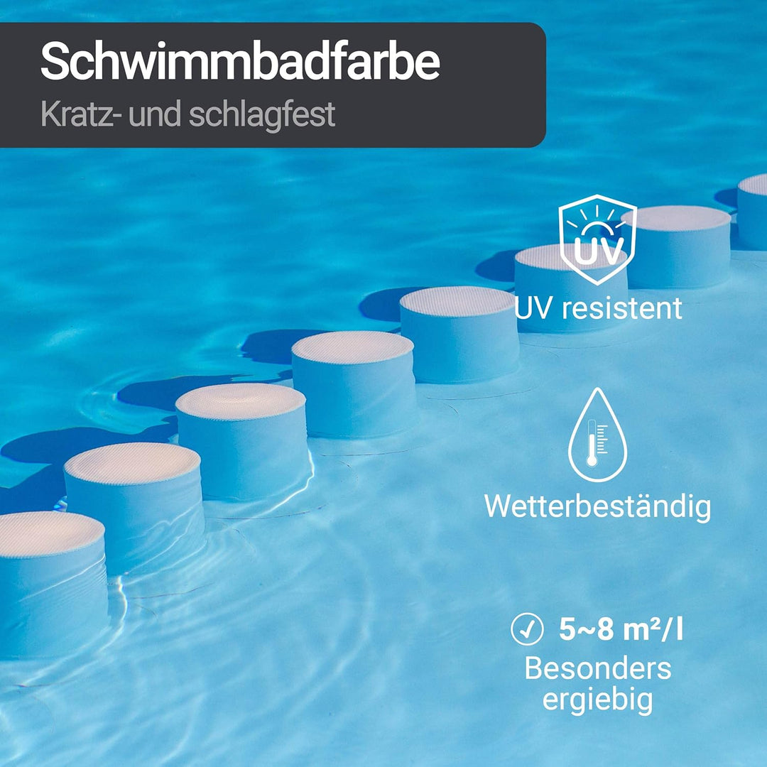 WO-WE Schwimmbadfarbe Poolfarbe Schwimmbeckenfarbe Lichtblau ähnl. RAL 5012-750ml RAL 5012 ähnl. Lic