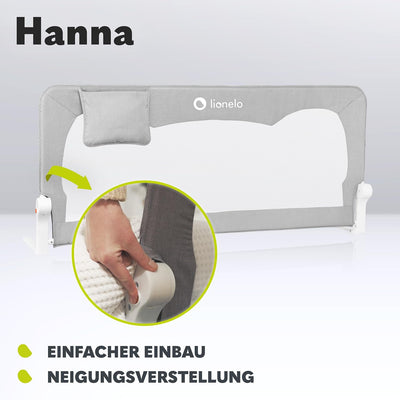 LIONELO Hanna Bettgitter Rausfallschutz 150 cm x 66 cm, zusammenklappbar um 180 Grad, luftiges Netz,