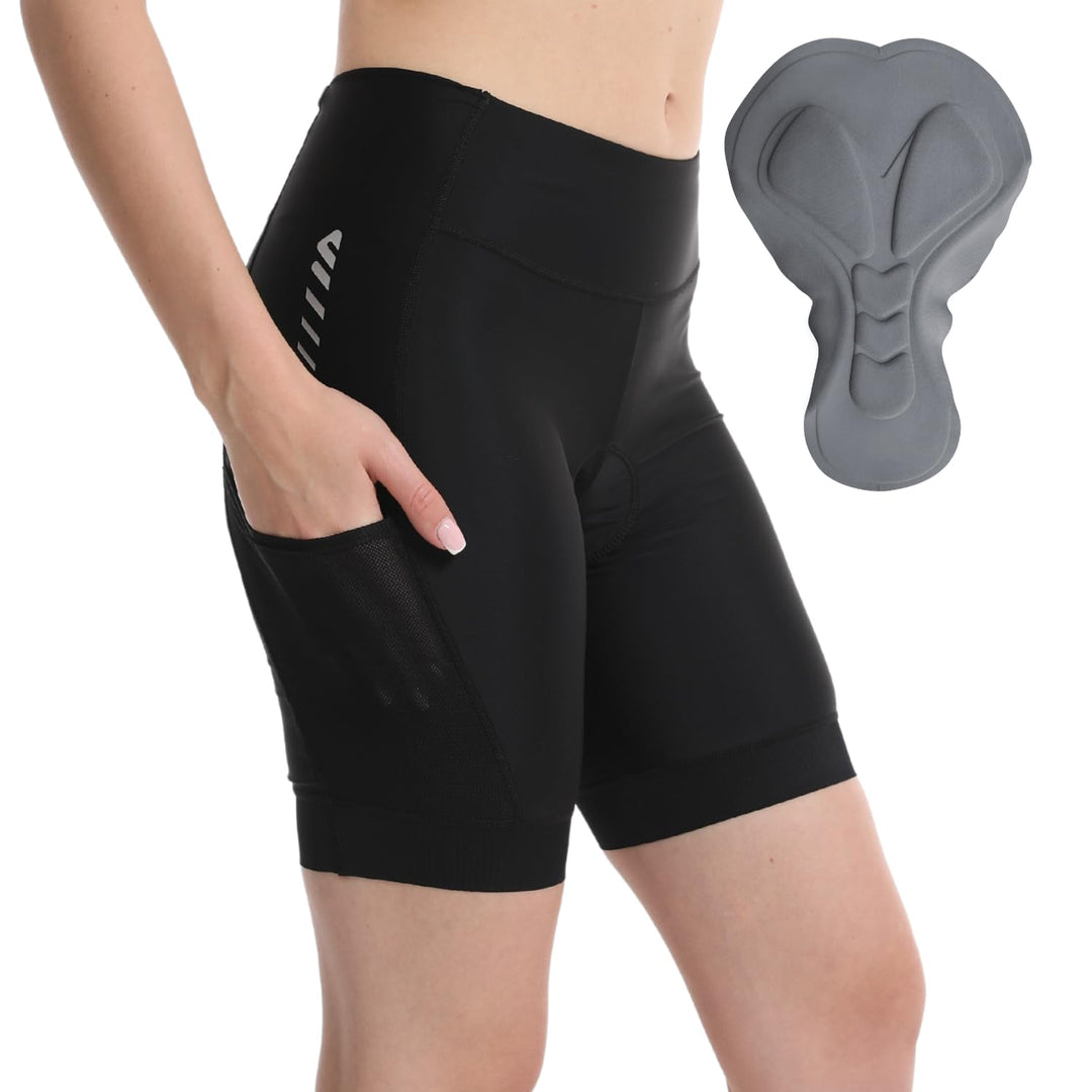 Lo.gas Radlerhose Damen Gepolstert,Fahrradhose Damen Radhose Kurze High Waist Elastische Radshorts A