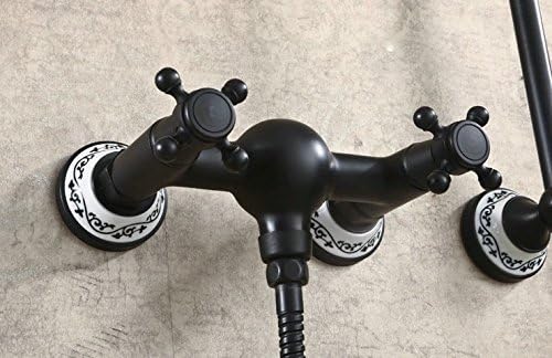 Hiendure ®Wandhalterung Wanne Dusche Wasserhahn, Mischbatterie, mit Handbrause, Öl eingerieben Bronz