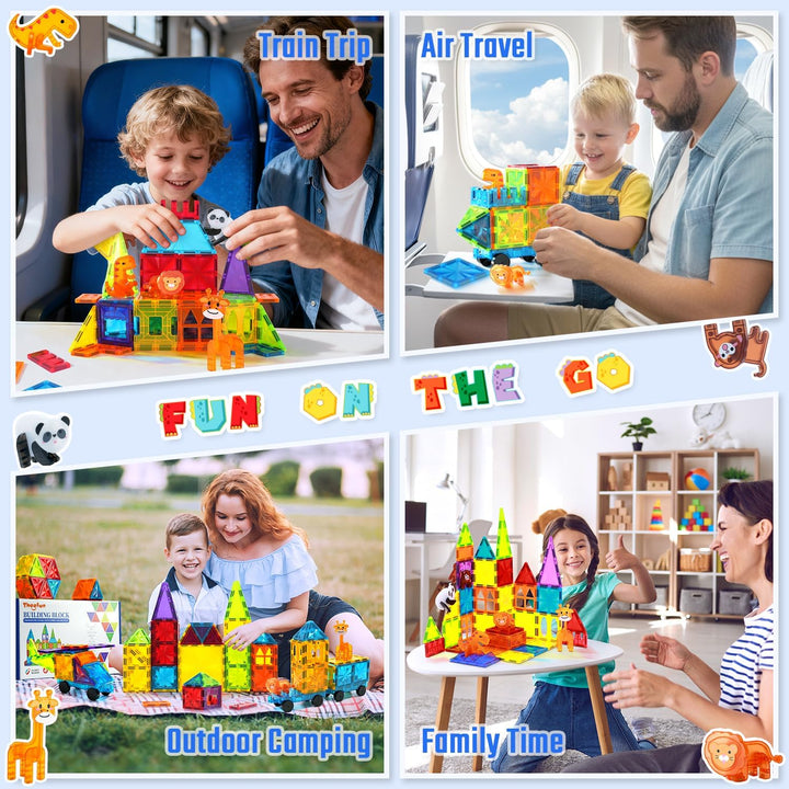 Theefun Magnetische Bausteine 110 Teile, Magnetbausteine Magnetspielzeug Magnet Spielzeug für Kinder