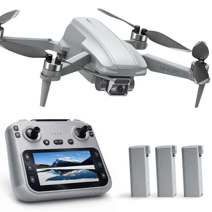 GPS Drohne mit Kamera 4K (EIS), 4,5 Zoll Bildschirm, bürstenloser Motor, 3 Akkus (90 min), Auto-Rück