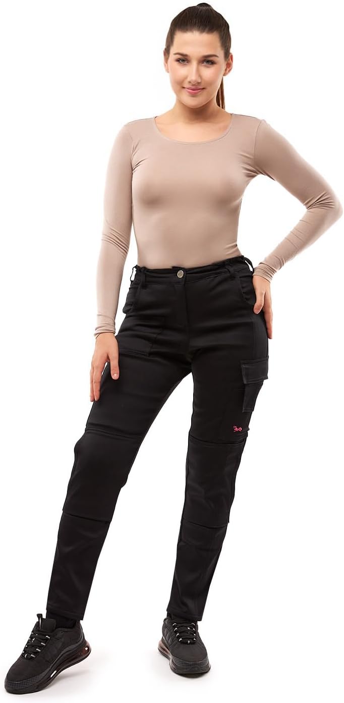 strongAnt Damen Arbeitshose komplett Stretch für Frauen Bundhose mit Kniepolstertaschen Schwarz Grau