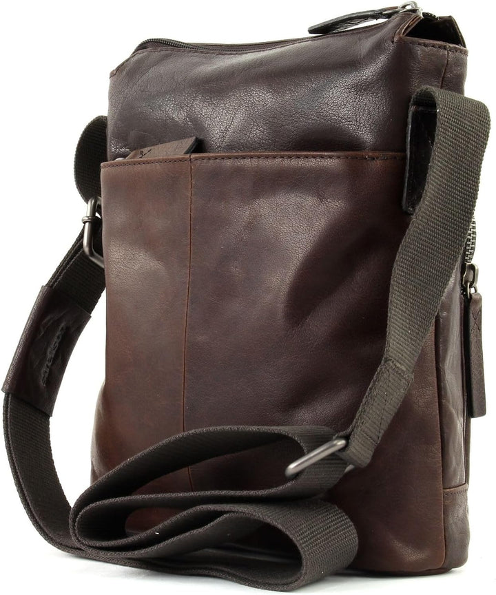 Strellson - Coleman 2.0 kleine Schultertasche für Herren, Leder Tasche, Dunkelbraun