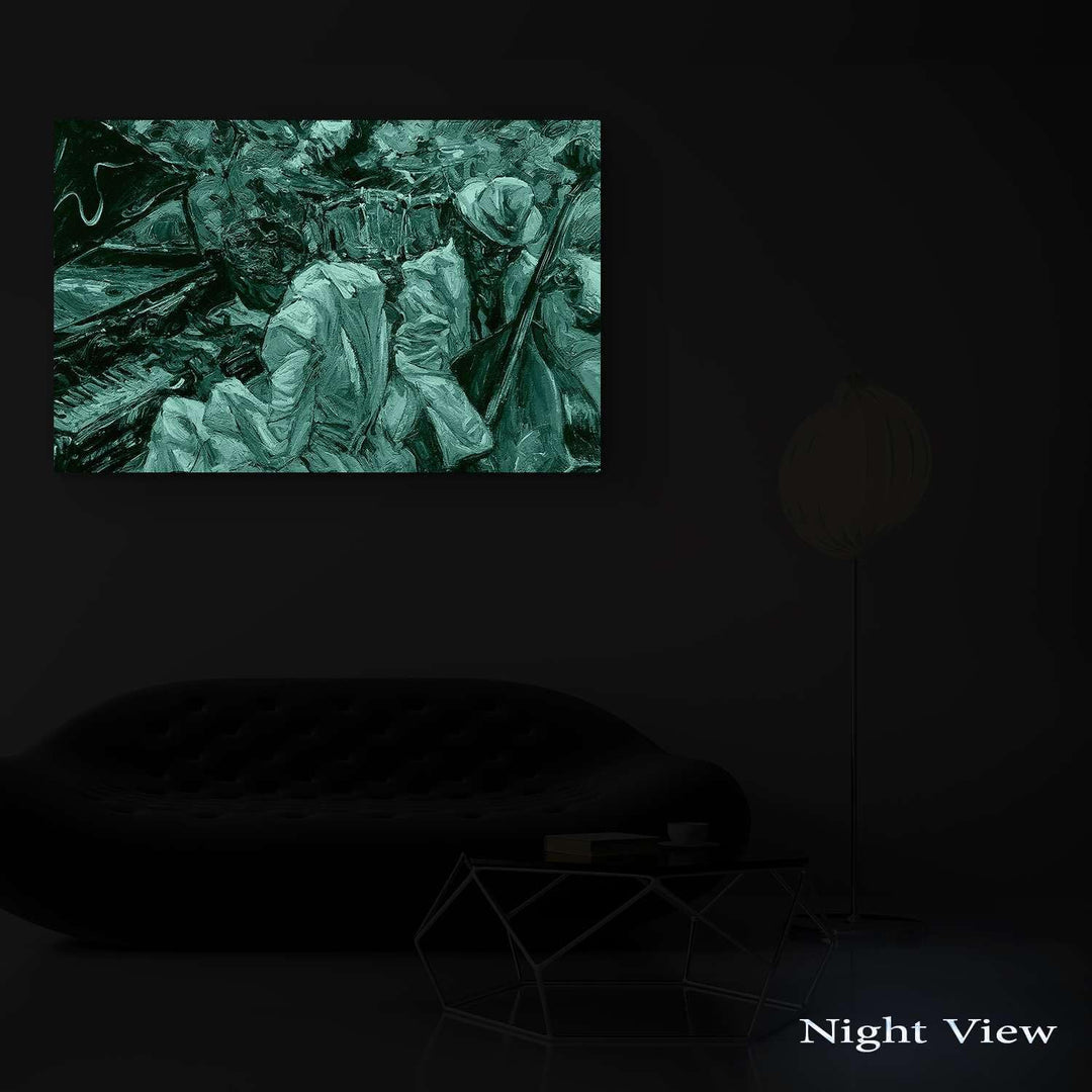 Startonight Bilder Orange Jazz Orchester Musik Malerei - Leinwandbilder Moderne Kunst - Abstrakte Wa