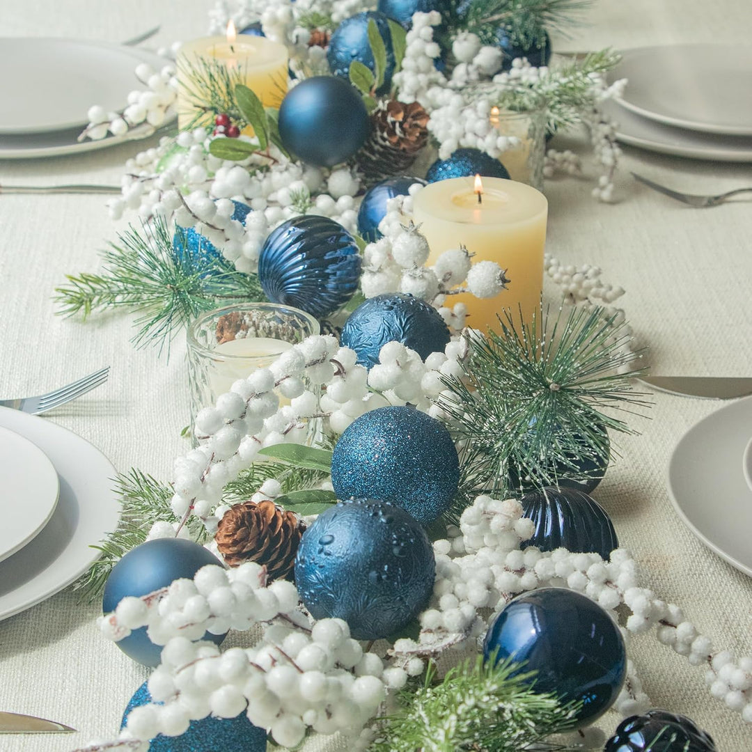 Busybee weihnachtskugeln 30 Stücke 6CM Ornamente für Weihnachtsbaum Blau Christbaumkugeln Weihnachts