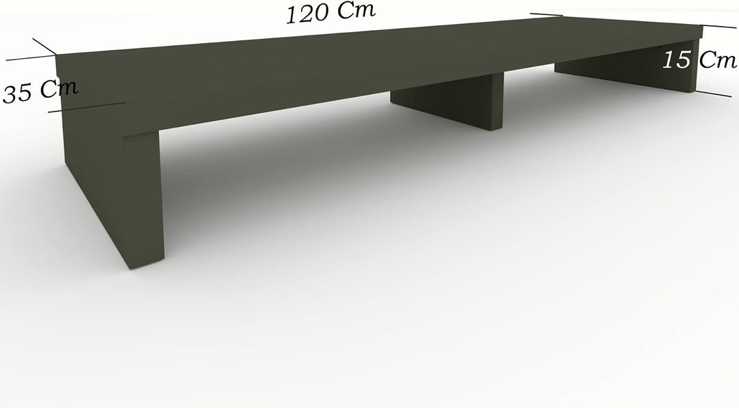 Henor Doppelter TV Riser aus Holz, 120 x 35 x 15 cm, Mattgraphit. Unterstützt +100 kg. 120x35x15 Gra