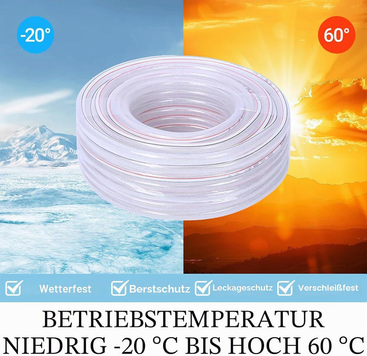 Transparenter PVC Schlauch 25x32mm, 6M, Universell passend für alle 25mm Pumpen, Trinkwasserschlauch