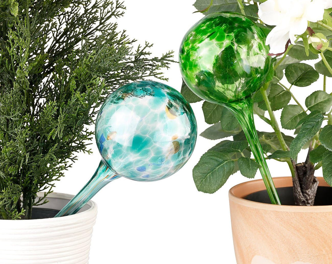 Royal Gardineer Giessstab: 2er -Set Giessfrei-Bewässerungs-Kugeln aus Glas, je 4 STK., Ø 8,5 cm (Was