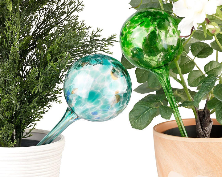 Royal Gardineer Giessstab: 2er -Set Giessfrei-Bewässerungs-Kugeln aus Glas, je 4 STK., Ø 8,5 cm (Was